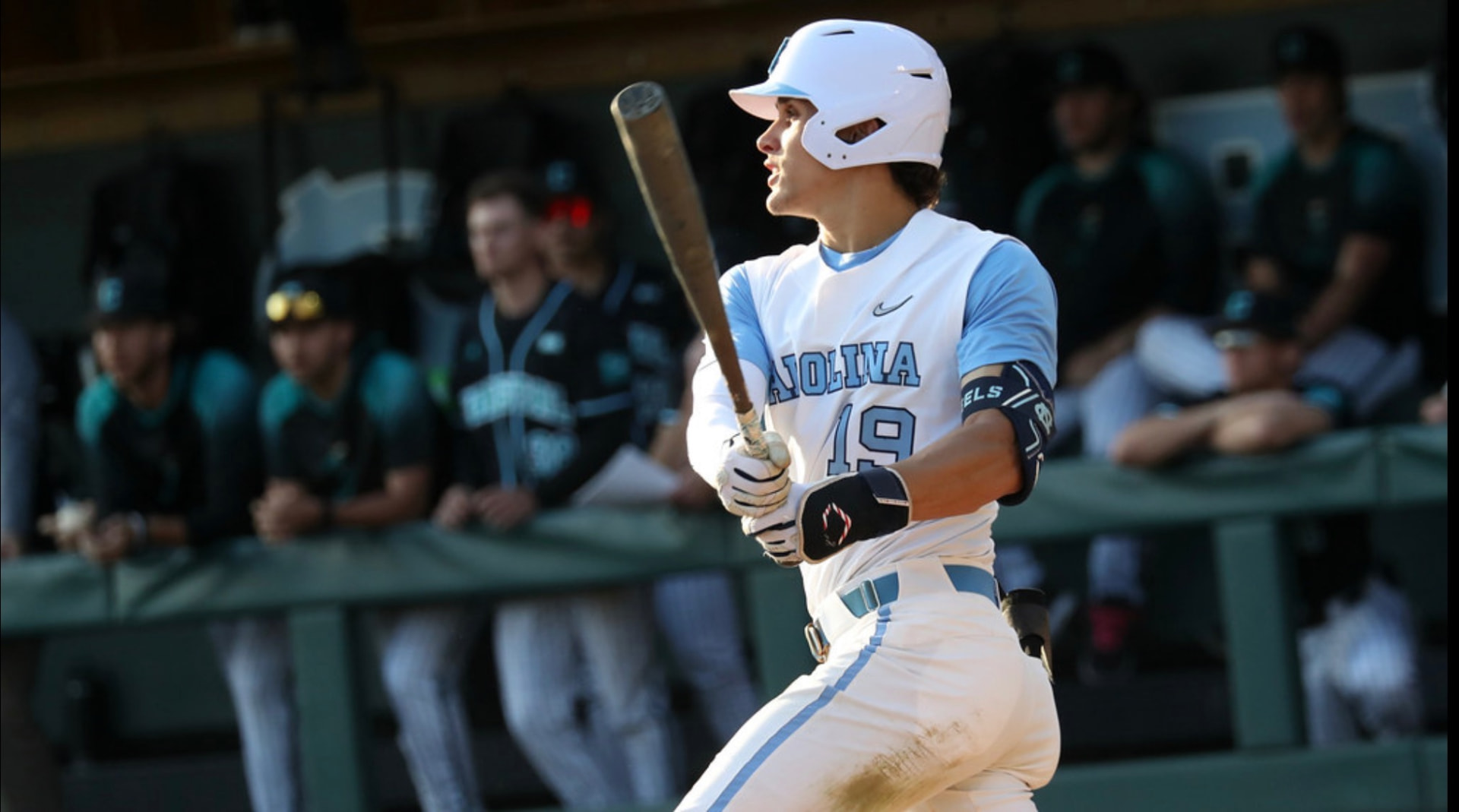Johnny Castagnozzi hitting during a University of North Carolina game.